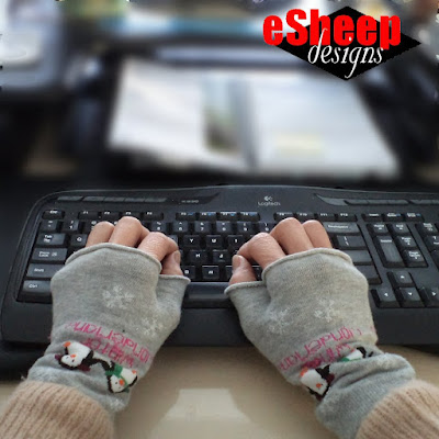 Socks remade into hand warmers by eSheep Designs