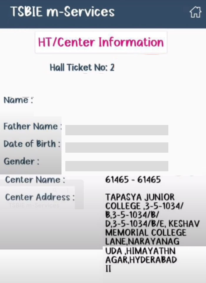 TS Inter Hall ticket 2024