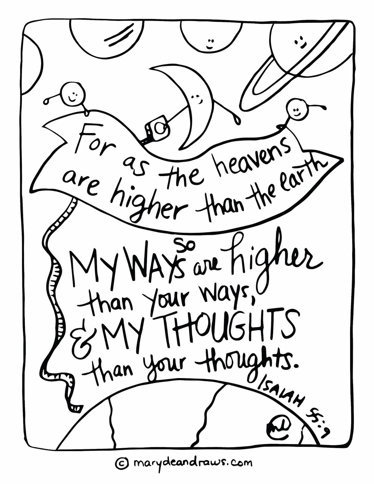 Isaiah 55 9 Printable Scripture Coloring Page Marydean Draws