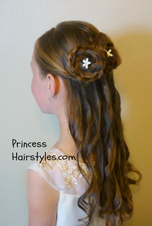 Half Up Rosette Buns, Flower Girl Hairstyles  Hairstyles For Girls  Princess Hairstyles