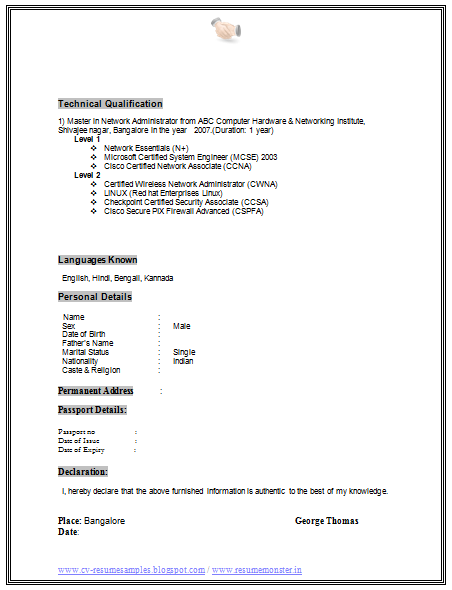 Over 10000 CV and Resume Samples with Free Download ...