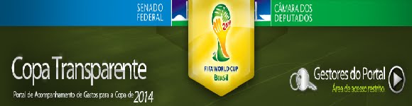 Portal de acompanhamento de gastos com a Copa do Mundo no Brasil.