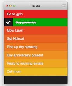 one screen of the Clear app for managing to-do lists