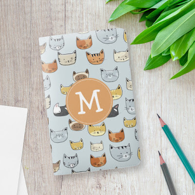 Monogram cat pattern moleskine notebook