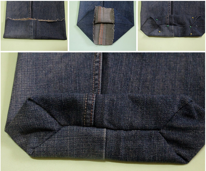 How to sew a small bag of denim old jeans.  DIY step-by-step tutorial. Как сшить сумочку  из джинс