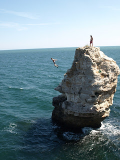 Limestone Tower Cliff Jumping Seaside