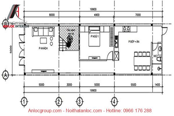 Bản vẽ nhà ống 3 tầng mặt tiền 5m