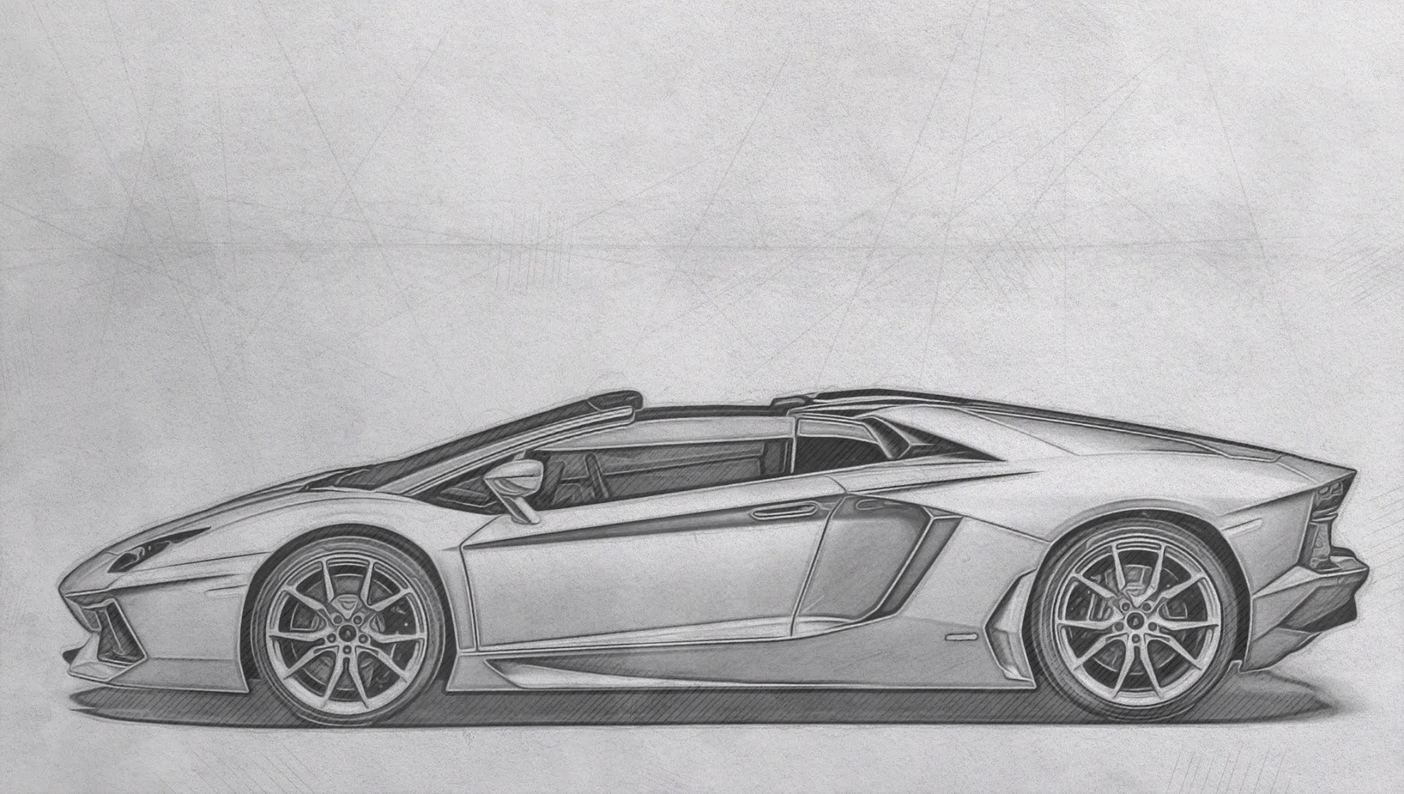 Drawing of Lamborghini Aventador LP700-4