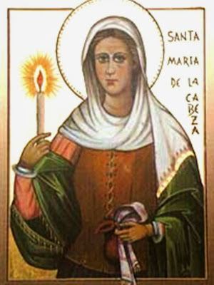 Imagen de Santa Maria de la Cabeza sosteniendo una Vela en la Mano Derecha