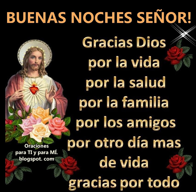 BUENAS NOCHES SEÑOR! Gracias Dios por la vida, por la salud, por la familia, por los amigos, por otro día más de vida. Gracias por todo !