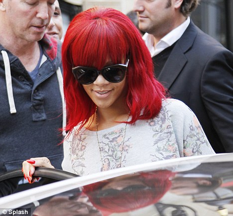 rihanna red hair bow