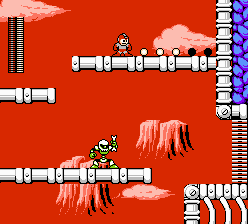 Mega Man 4 screenshot: A line of energy pellets in Skull Man's stage