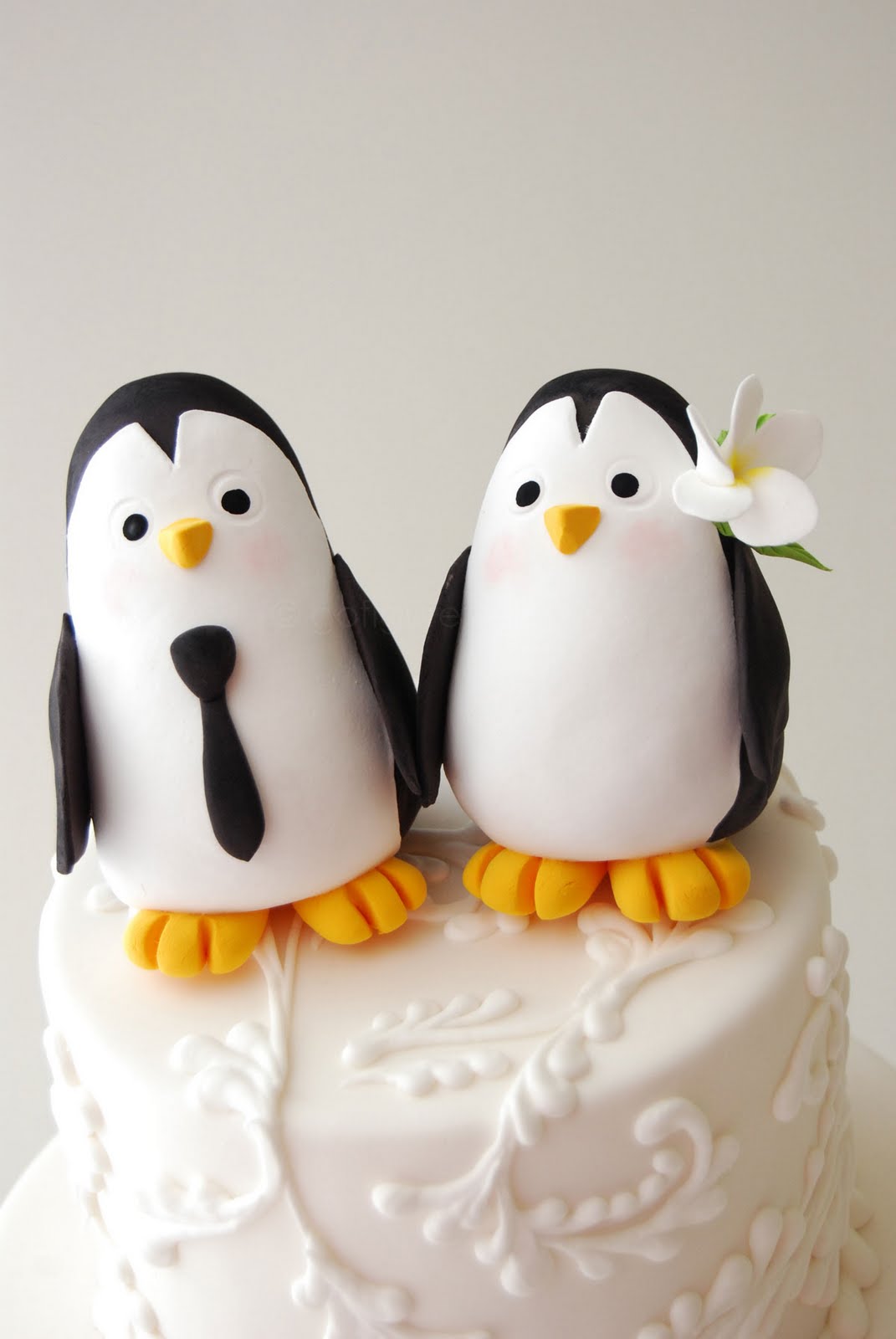 gofigurette Large Penguin  Bride Groom Cake  Topper 