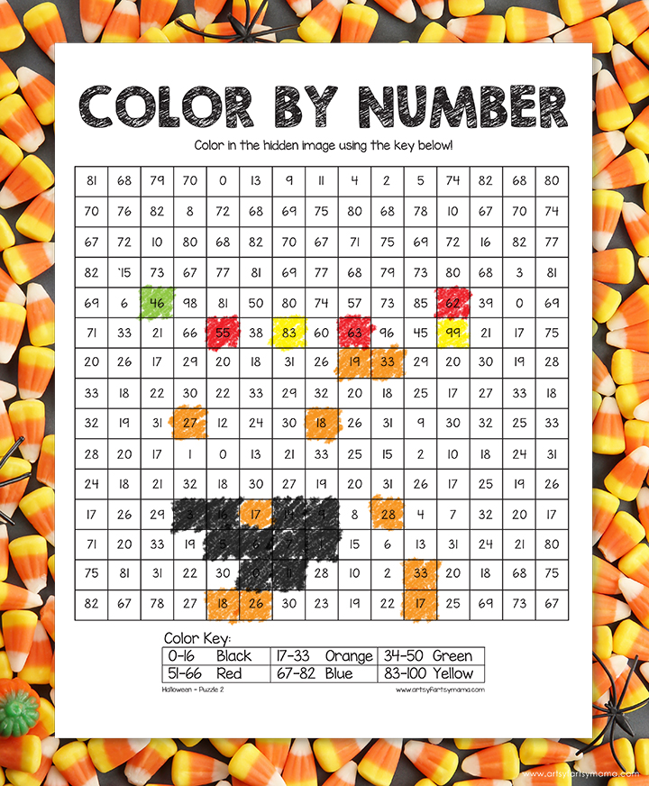 Free Printable Halloween Color by Number Worksheets