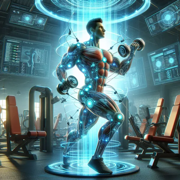 A persone workout with letest technology and automatic gym