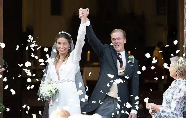 Princess Stephanie wore an one-shoulder gown by Taller Marmo. Princess Marie Astrid wore a ruffled dress by Zimmermann