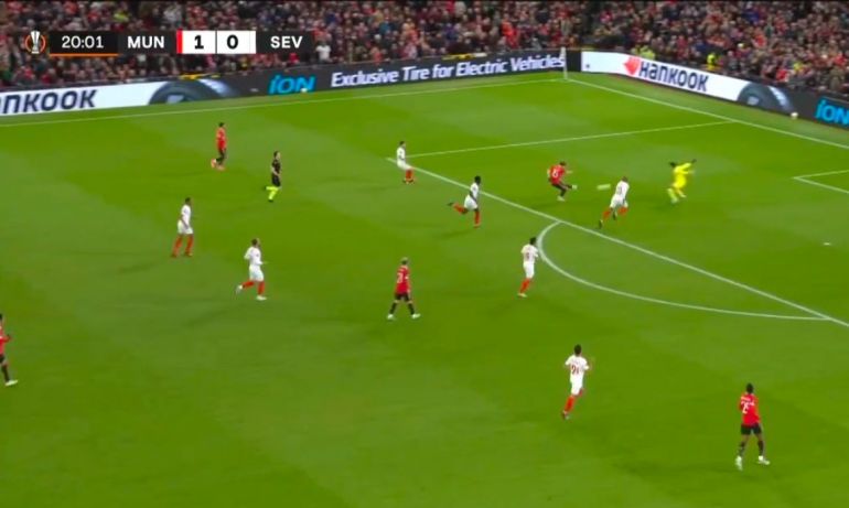 (Video) Old Trafford erupts as Marcel Sabitzer scores brace vs Sevilla