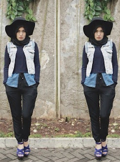 Padu Padan Rompi Jeans Untuk Hijabers Gaya Modis Kekinian