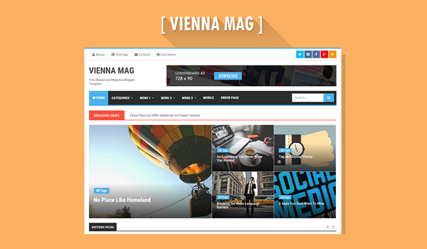Giao diện blogger Vienna Mag Responsive