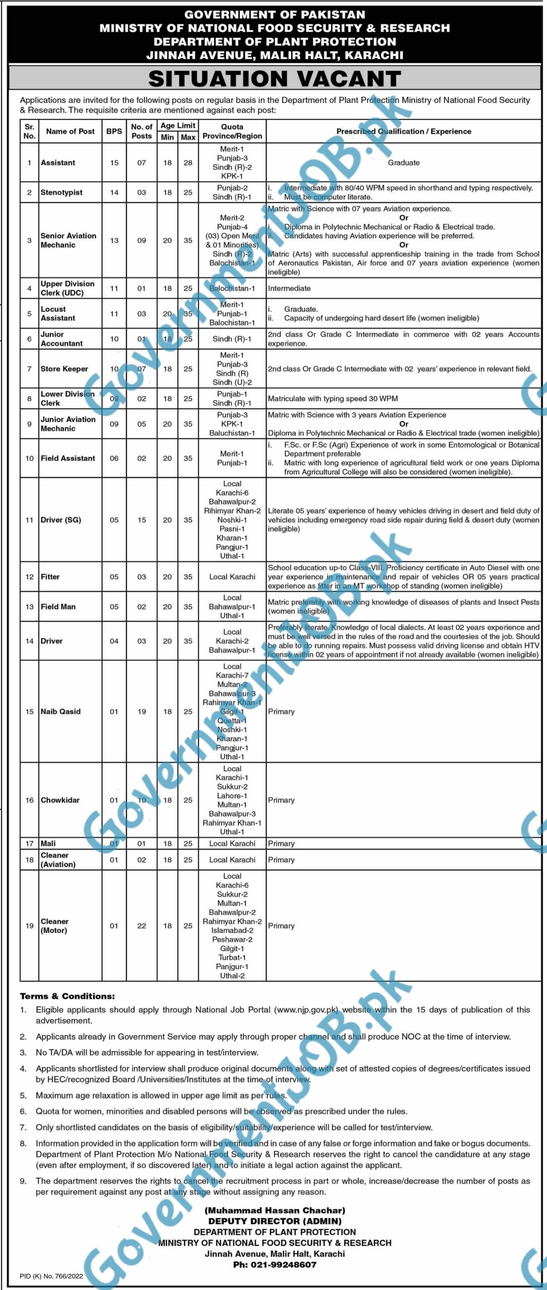 Ministry of National Food Jobs October 2022