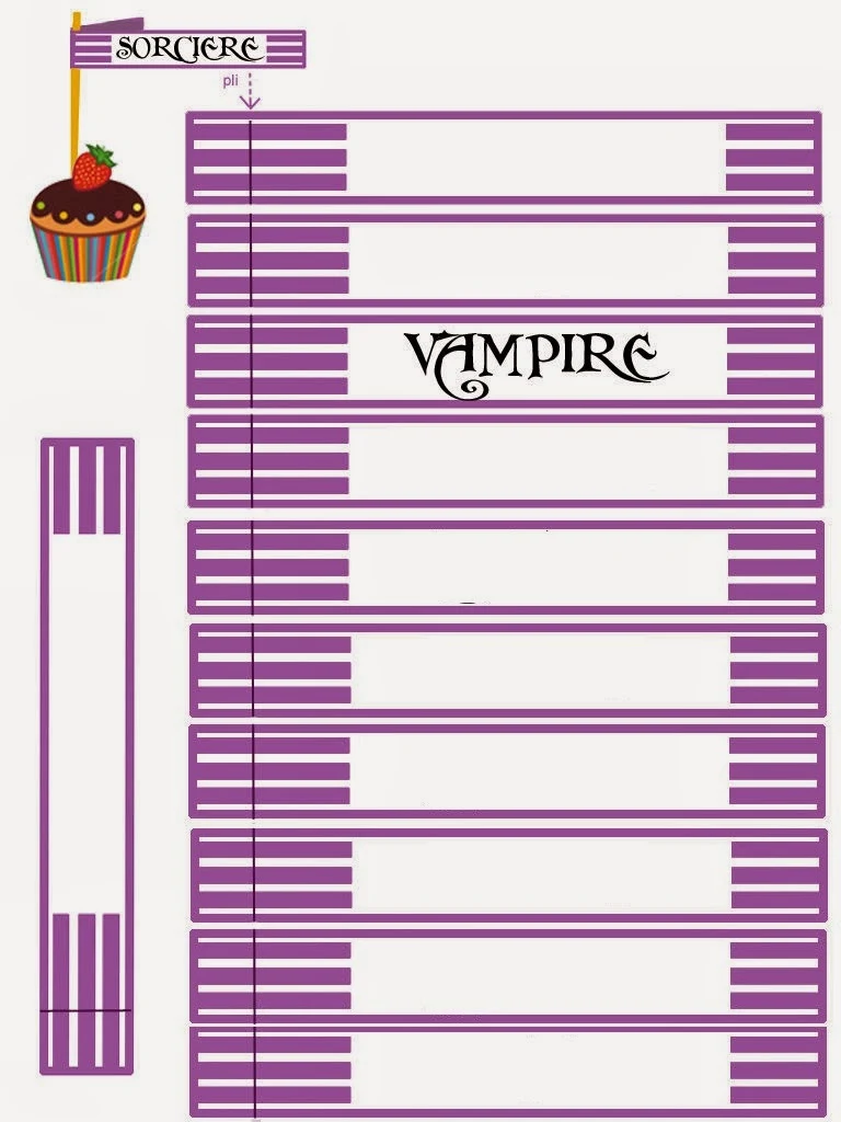 Banderines para comida de  Halloween en Morado para Imprimir Gratis. 