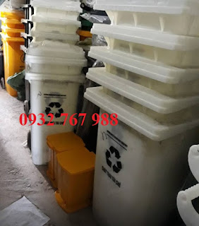 thùng rác thải y tế 120 lít màu trắng