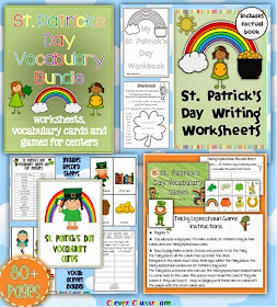 St. Patrick's Day Vocabulary Bundle Worksheets Cards and Games 