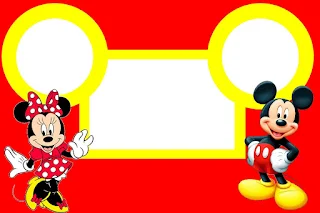 Minnie and Mickey in Red, Free Printable Invitations, Labels or Cards.