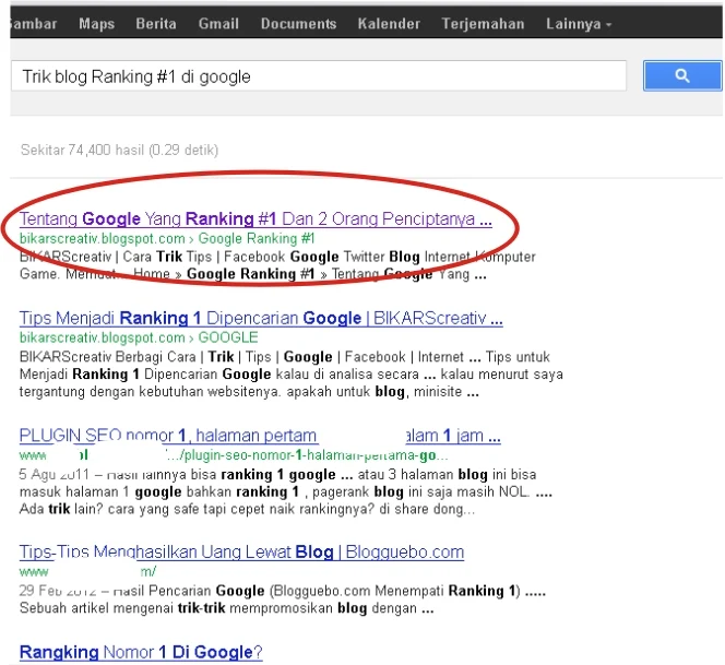 Bukan Rahasia Blog Bisa Masuk 10 besar Di Google