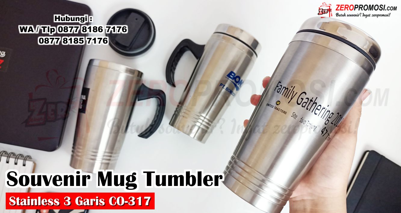 Souvenir Mug CO-317 Tumbler Stainless Eksklusif 3 Lines Custom Logo, Souvenir Tumbler Model Mug Stainless 3 Garis, Tumbler 3 Garis Stainless Dengan Gagang, Exclusive Table Mug Tumbler Panas & Dingin CO-317, Tumbler 3 Lines Kode CO-317, Tumbler Stainless Air Minum Hot&Cool CO-317, Mug Stainless 3 Garis CO-317, Mug Tumbler Promosi