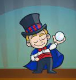 clever little magician with a crystal ball