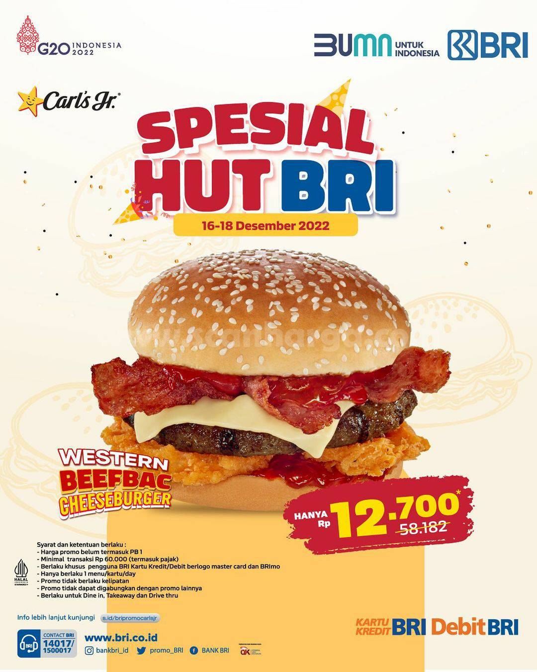 Promo CARLS JR HUT BRI 127 – Western Beefbaac Cheeseburger hanya Rp12.700