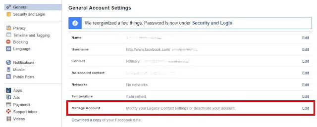 Deactivate My Facebook Account - Manage Facebook Account