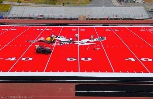 red football field