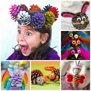 TONS of fun & creative pine-cone crafts for kids! #pineconecrafts #pinecones #fallcrafts #growingajeweledrose #activitiesforkids