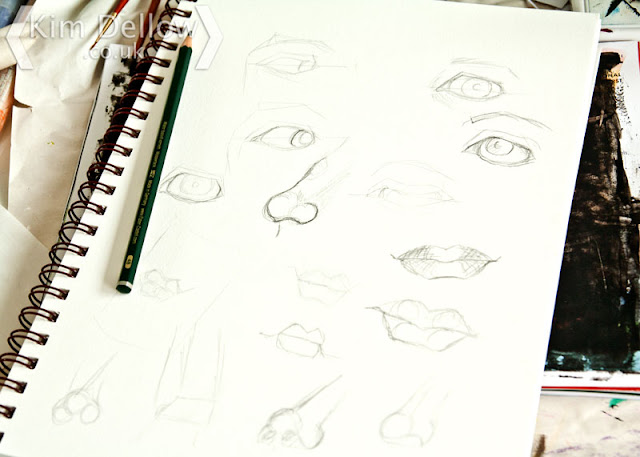 A study of facial features in my art journal