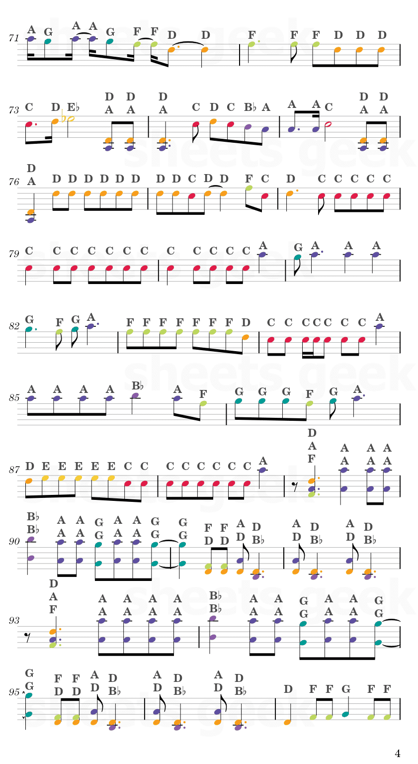 Sticker - NCT 127 Easy Sheet Music Free for piano, keyboard, flute, violin, sax, cello page 4