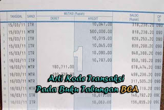 Arti Kode Transaksi Pada Buku Tabungan BCA