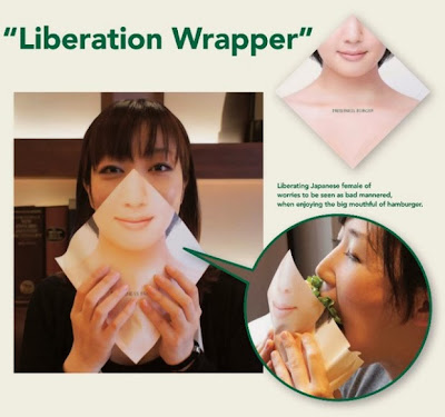 Liberation Wrapper, cara wanita jepang menutup mulut saat makan burger