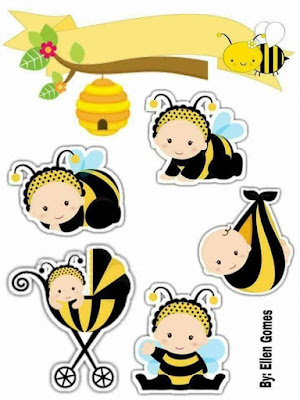 Baby Bees: Printable Cake Toppers. 