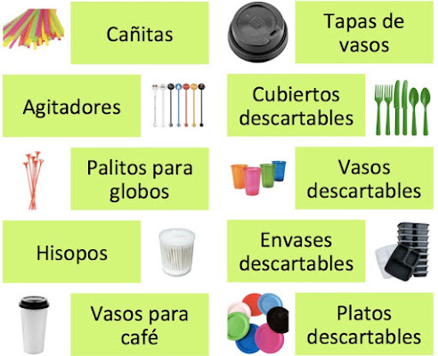 lista de plásticos de un solo uso