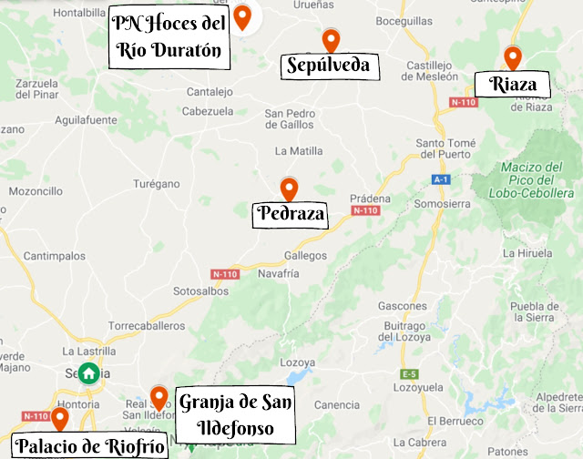 Mapa alrededores de Segovia
