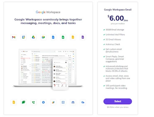 Hostinger offers one plan for Google Workspace Email Hosting: