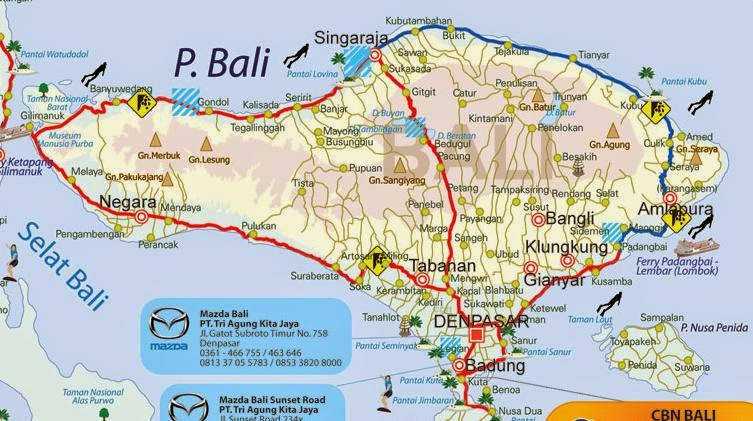Peta Jalur Mudik Lebaran Pulau Bali 2015