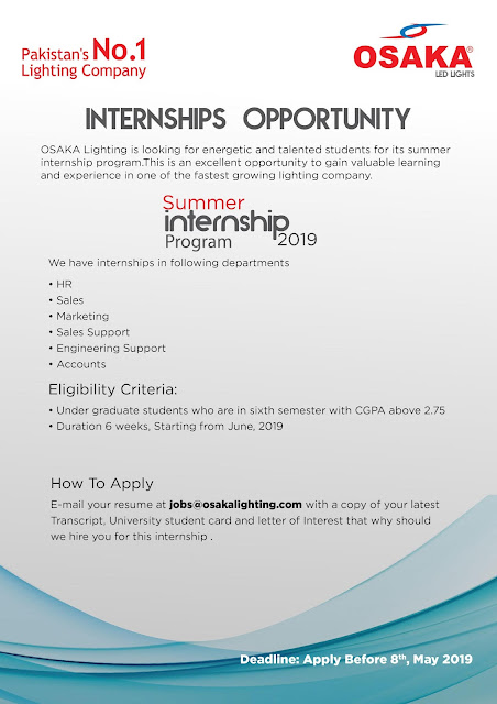 Osaka Lightning Summer Internships Program 2019