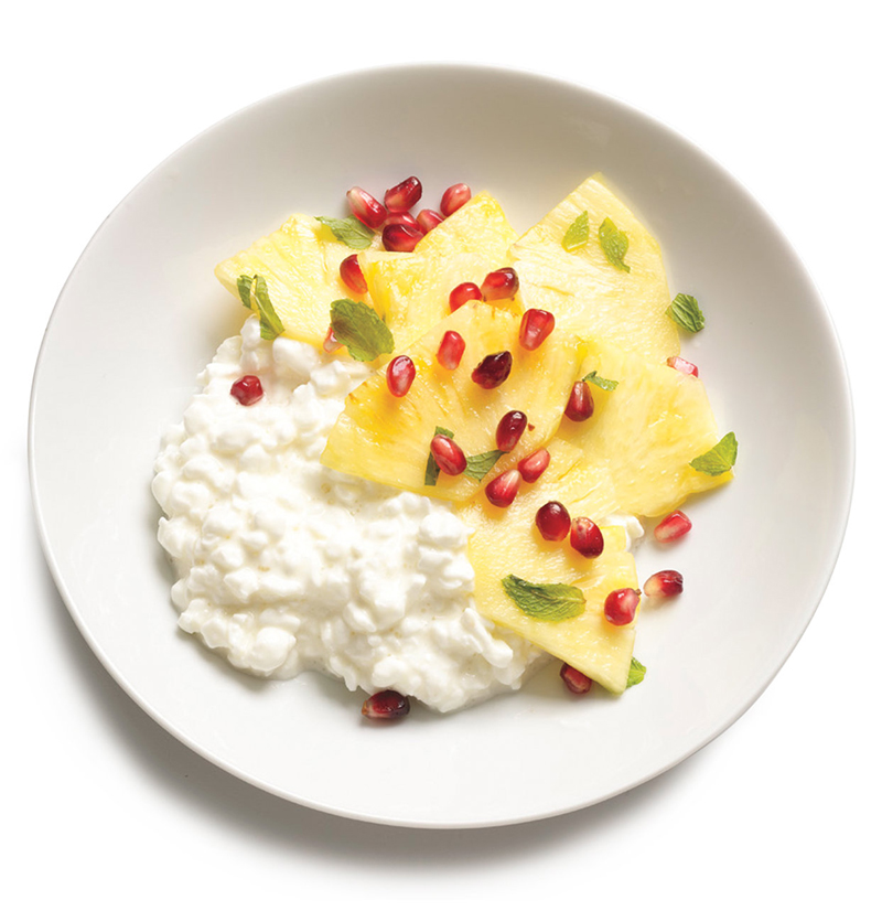 Cottage Cheese With Minted Pineapple