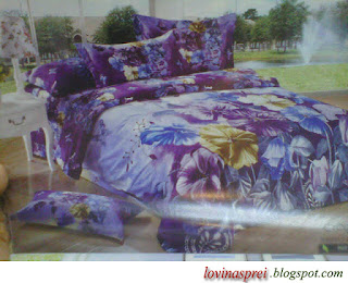 sprei motif panel bunga biru