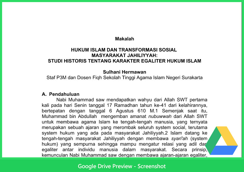 Contoh Makalah Hukum Tentang Islam Dan Transformasi Sosial 