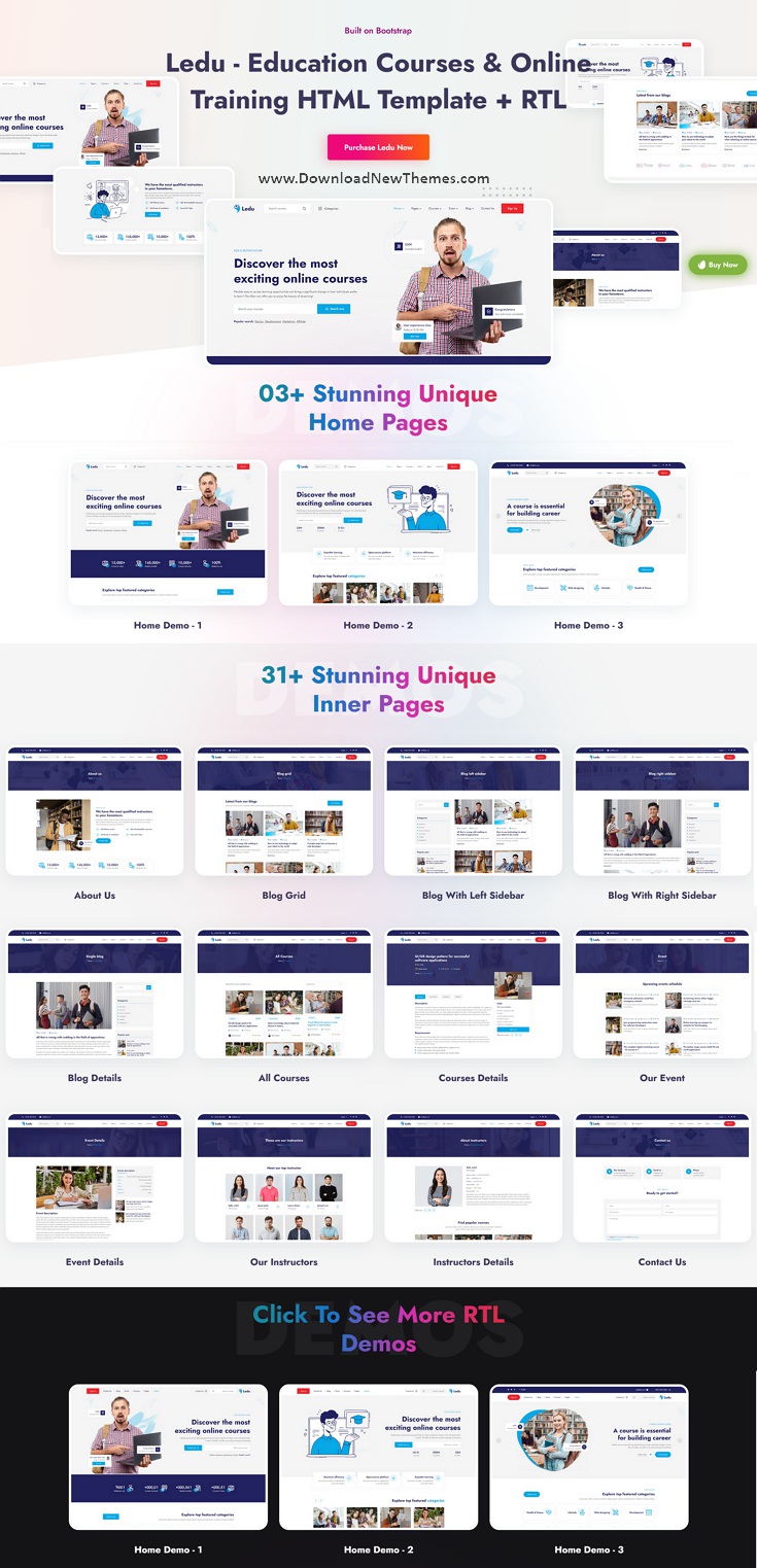 Education Courses & Online Training Bootstrap Template