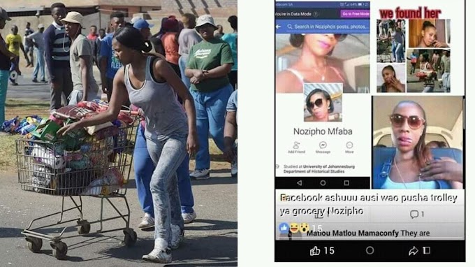 Slay queen 'Nozipho Mfaba' who was involved in R37k drinks bill arrested for looting in soweto Mofolo #babeswegroza